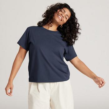 Allbirds Allgood Baumwoll T shirts Damen Indigo | TCHPQ99828